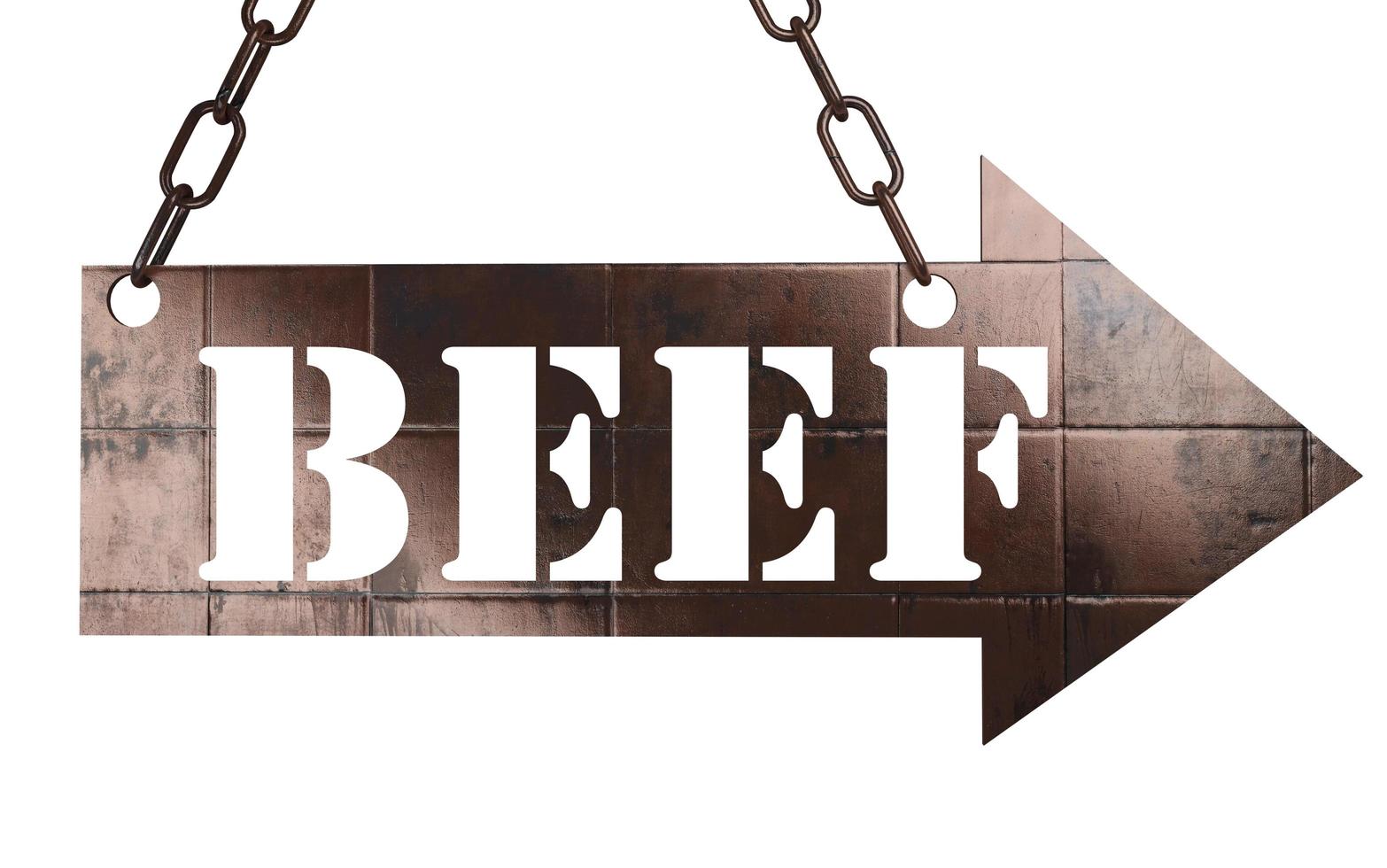 beef word on metal pointer photo