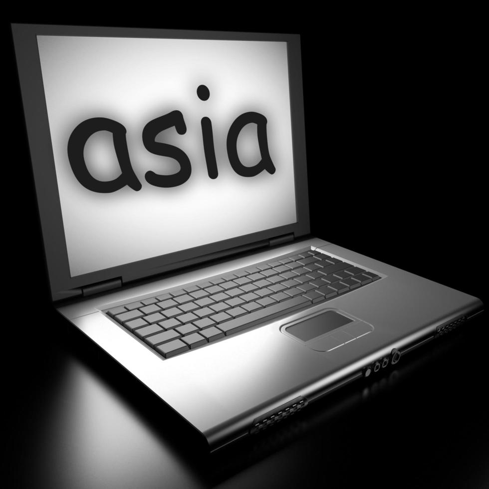 palabra de asia en la computadora portátil foto