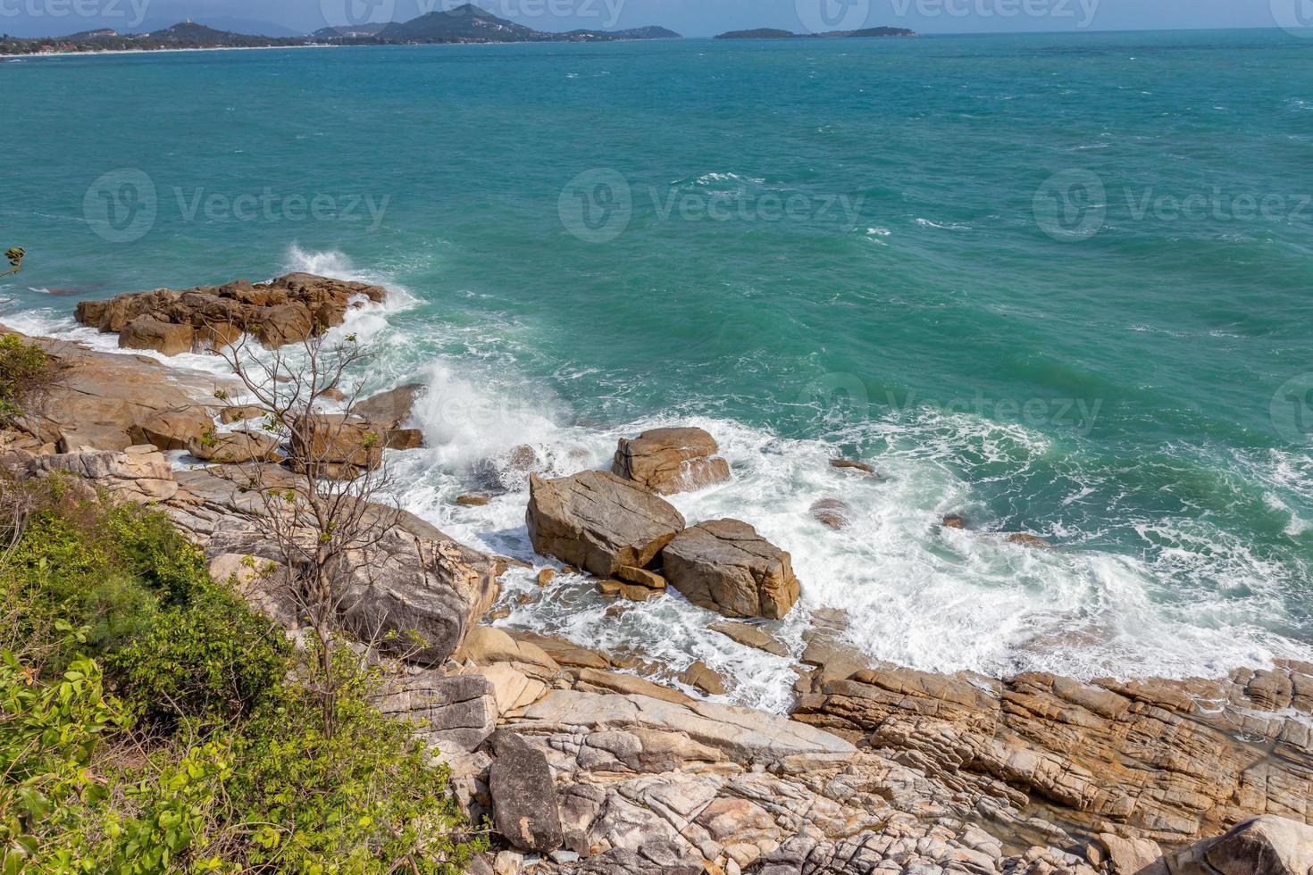 Sea view and rock stone at Koh Samui island, Unseen and amazing Thailand. photo