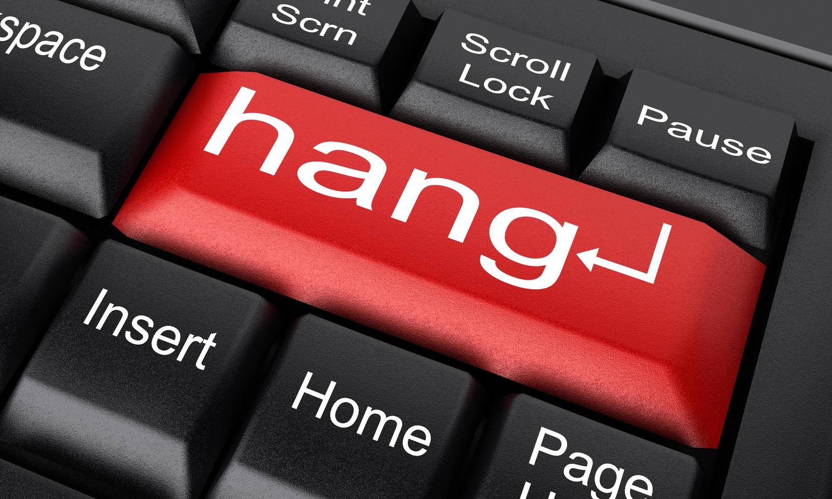 hang word on red keyboard button photo