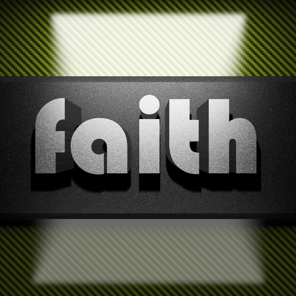 faith word of iron on carbon photo