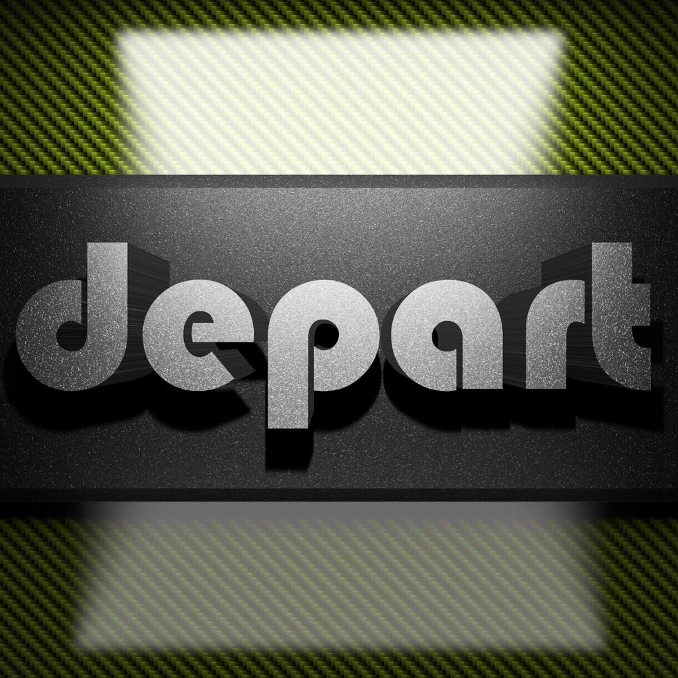 depart word of iron on carbon photo