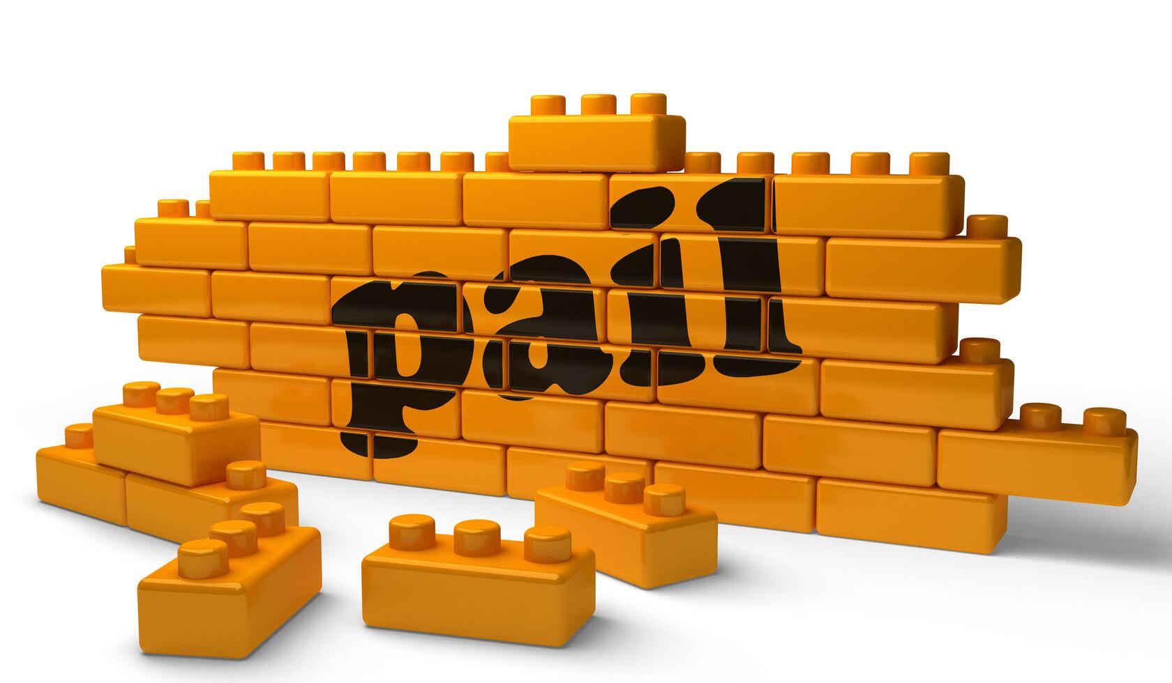 pail word on yellow brick wall 6392975 Stock Photo at Vecteezy