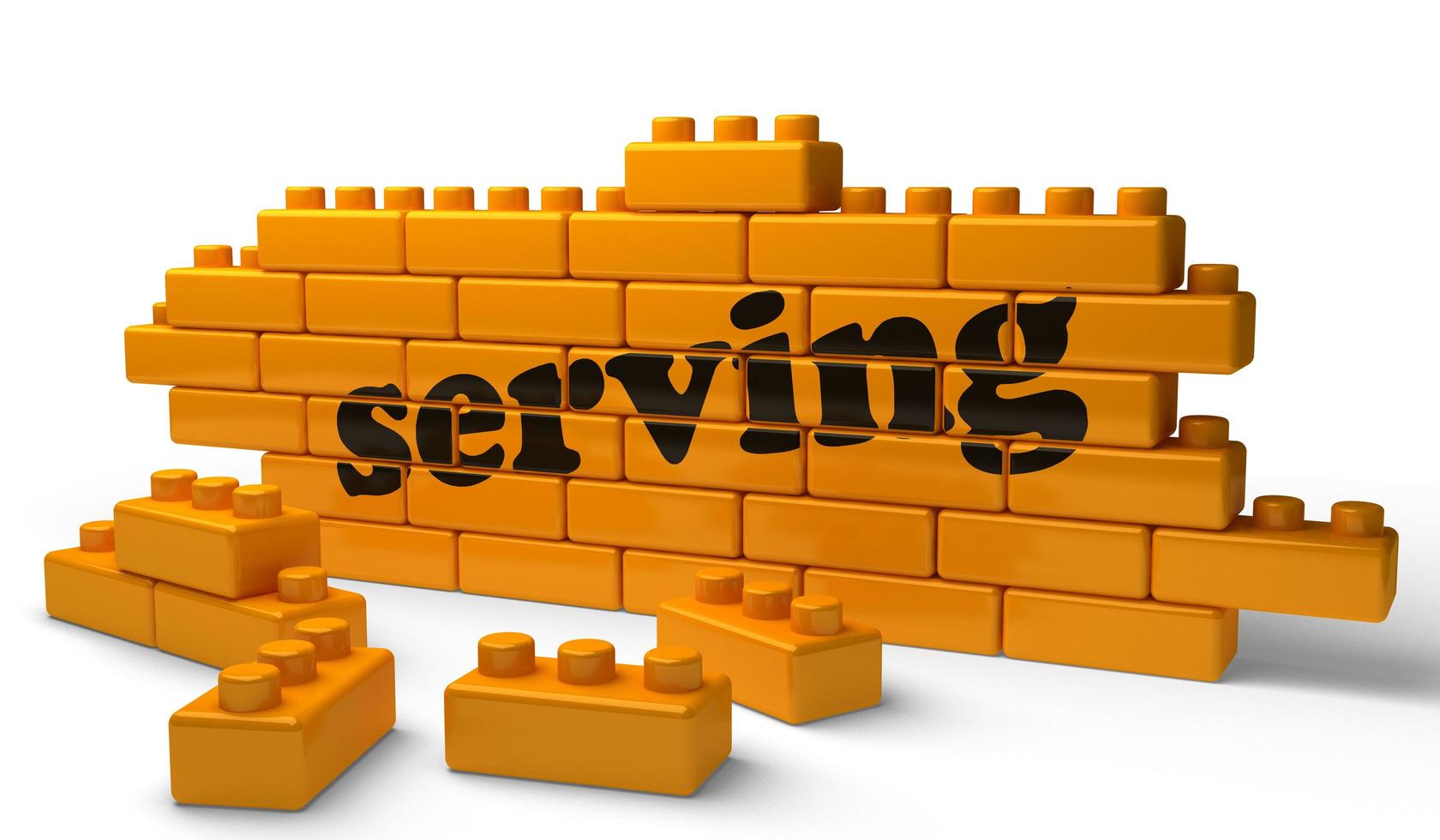 serving word on yellow brick wall 6393217 Stock Photo at Vecteezy