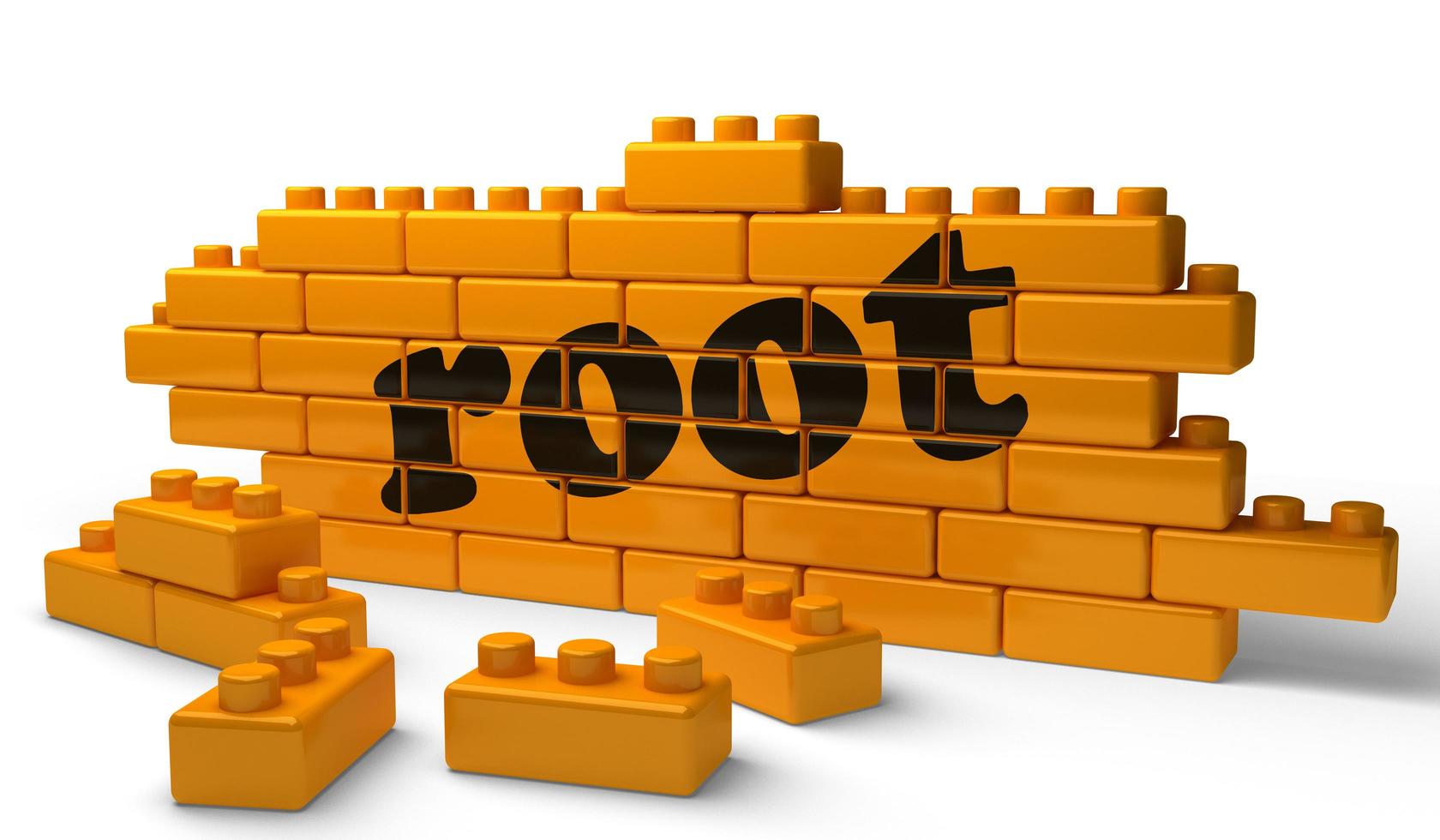 root word on yellow brick wall photo