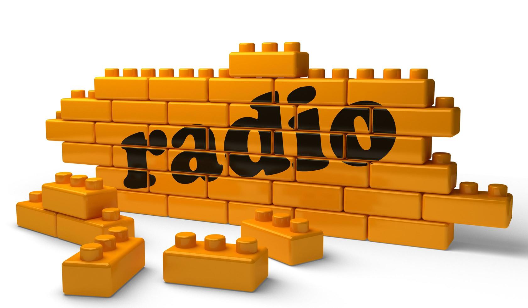 radio word on yellow brick wall photo