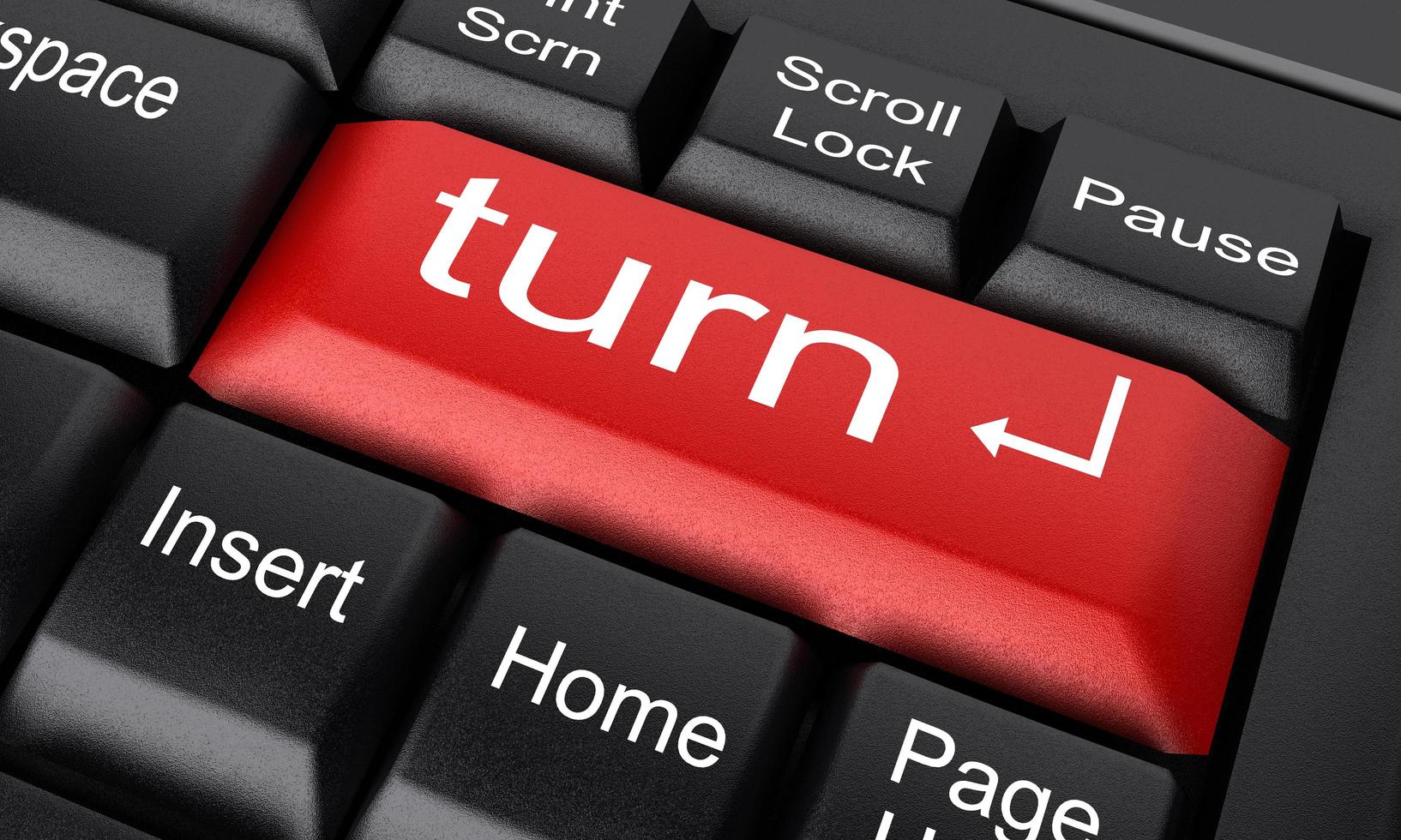 turn word on red keyboard button photo
