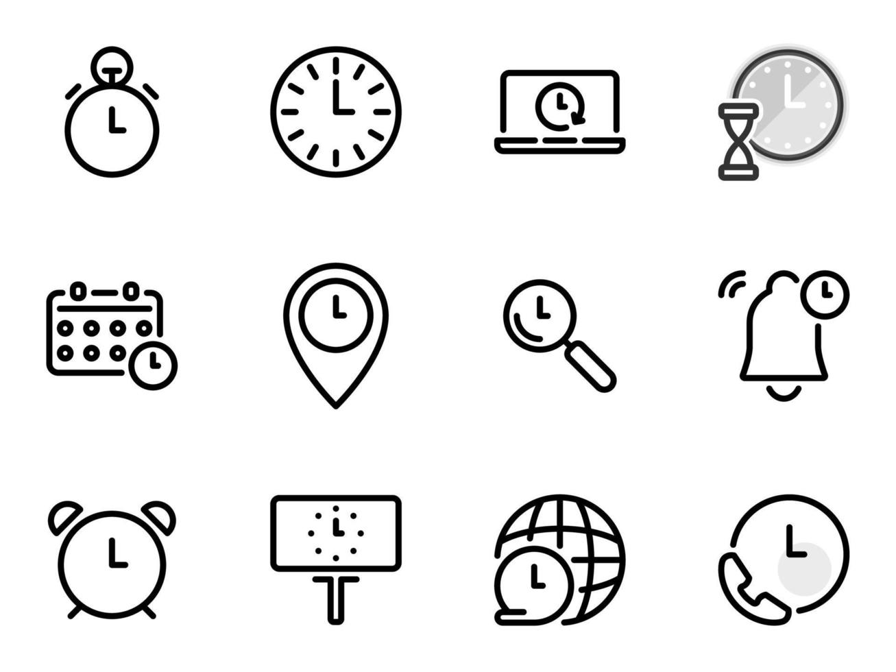iconos vectoriales simples. ilustración plana sobre horas temáticas, descanso y programación vector