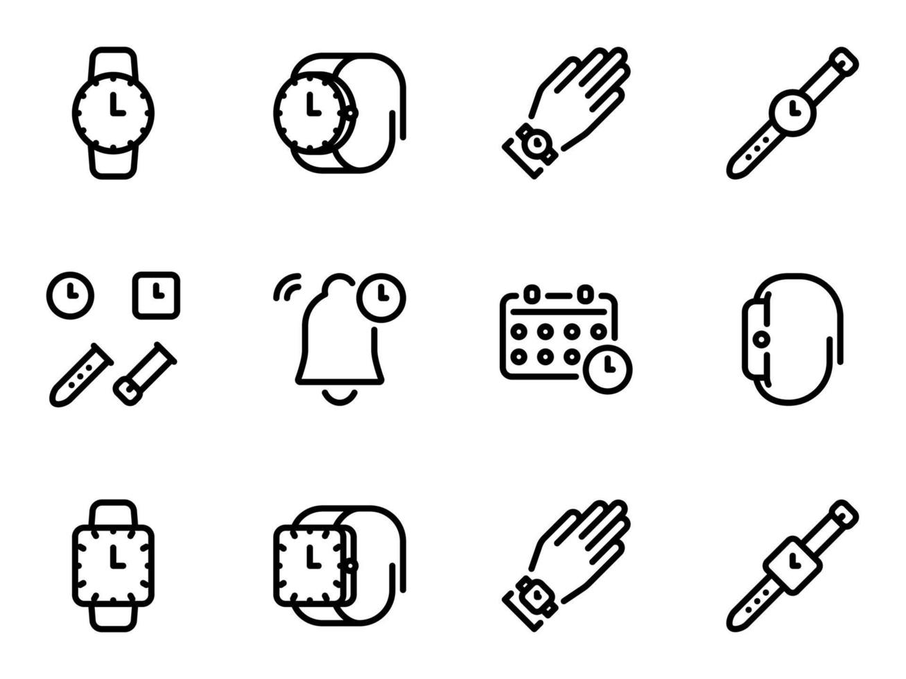 iconos vectoriales simples. ilustración plana en un reloj de pulsera temático como accesorio para la gestión del tiempo vector