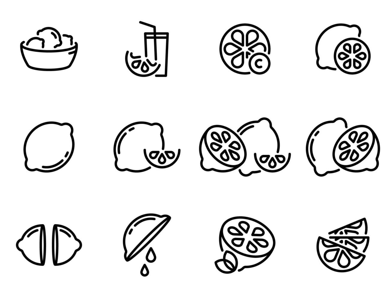 Simple vector icons. Flat illustration on a theme lemon, lime