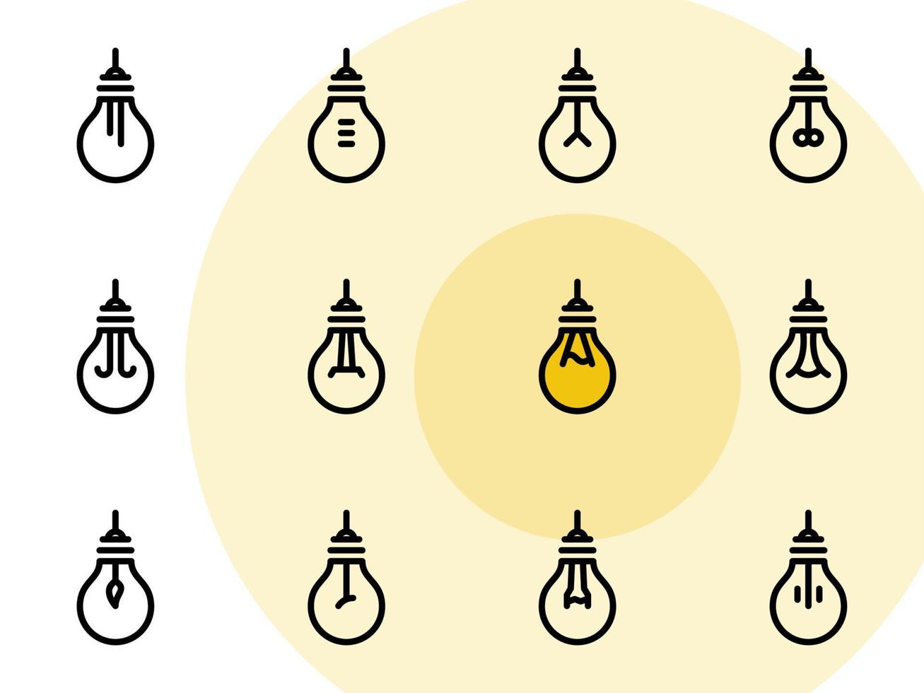 Set of black vector icons, isolated against white background. Illustration on a theme Bulb