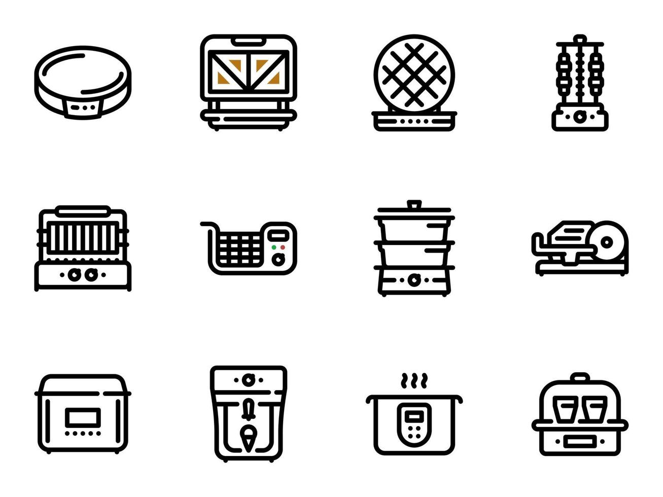 Set of black vector icons, isolated against white background. Illustration on a theme Kitchen Appliances