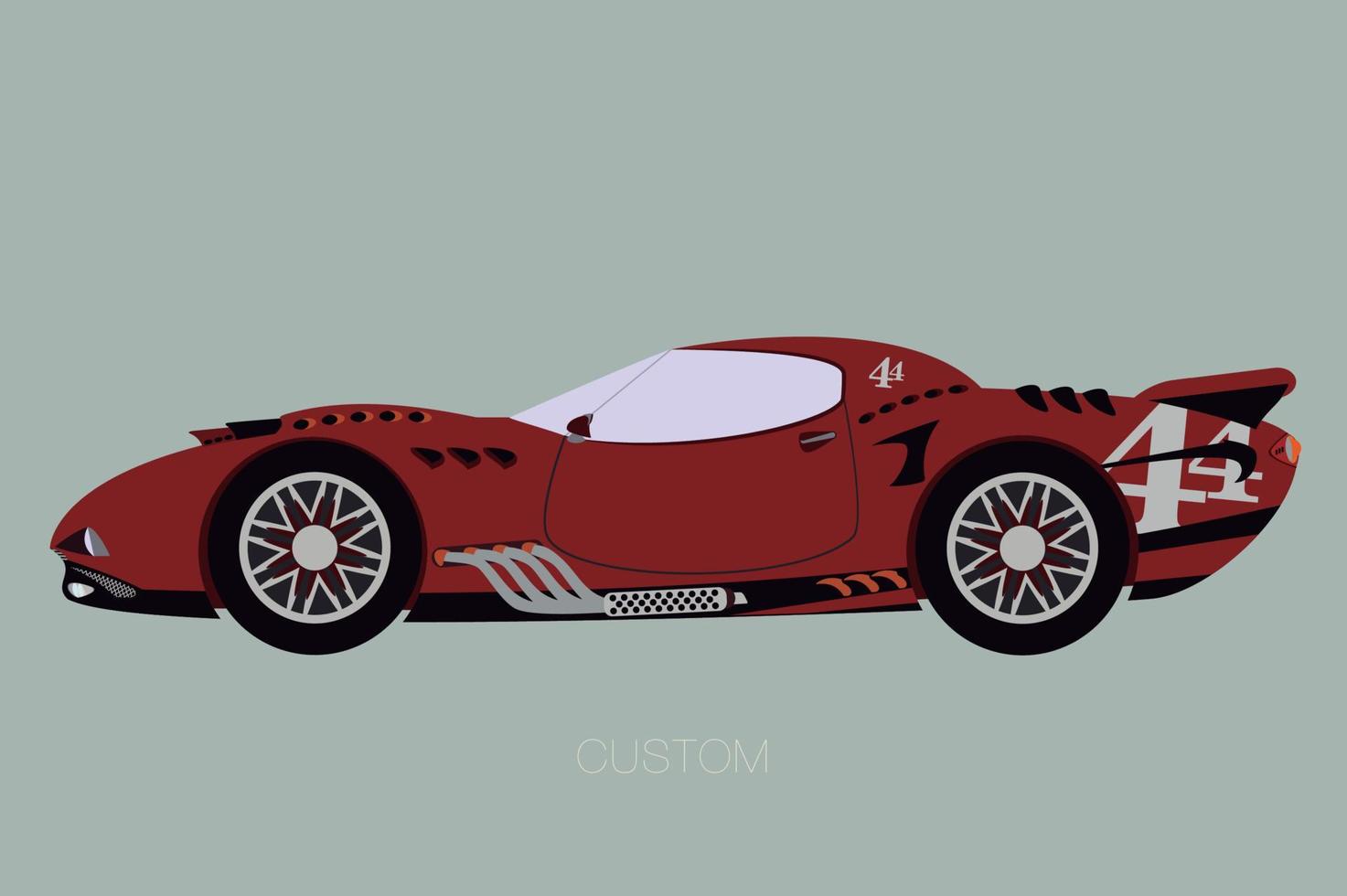 Supercar design concept. Generic luxury car. Side view of car presentation vector