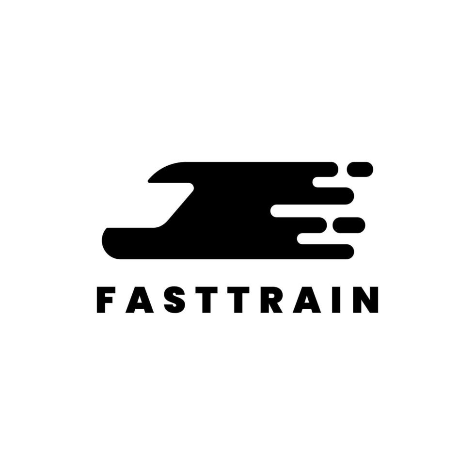 black and white logo template, symbol, icon with fast train image. vector