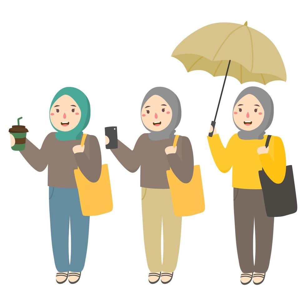 Muslim women wearing hijab vector