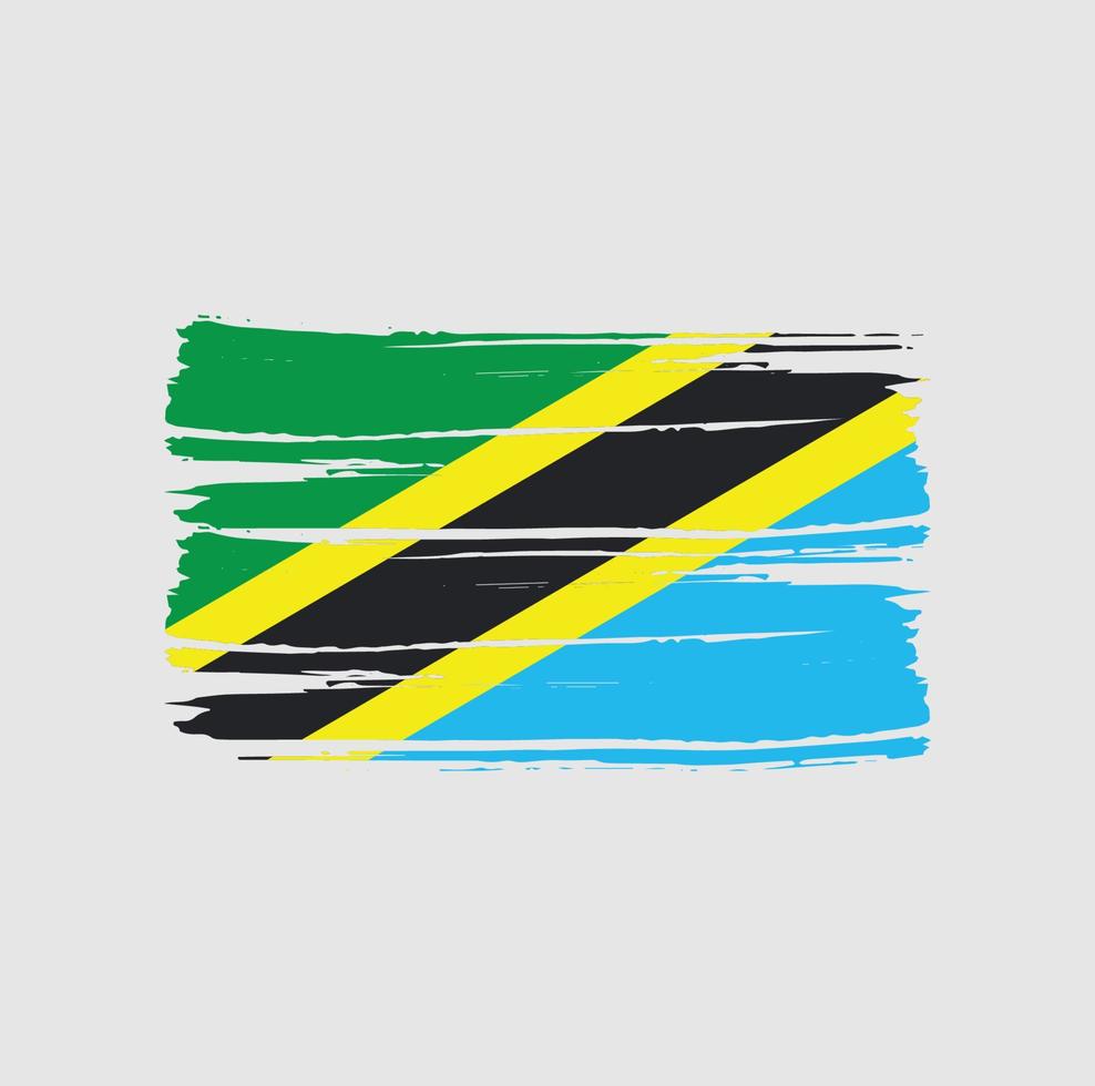 trazos de pincel de bandera de tanzania vector