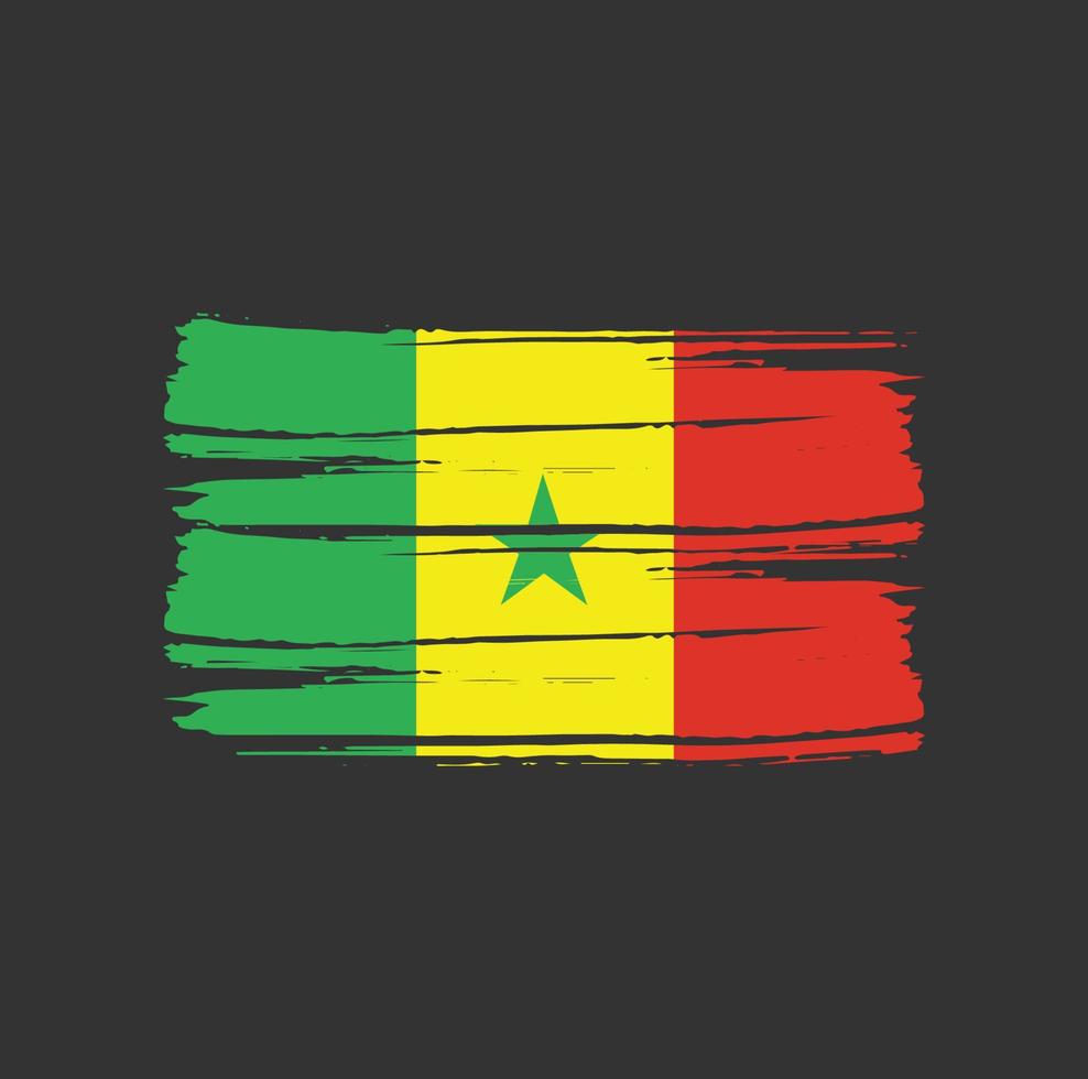 Senegal Flag Brush Strokes vector