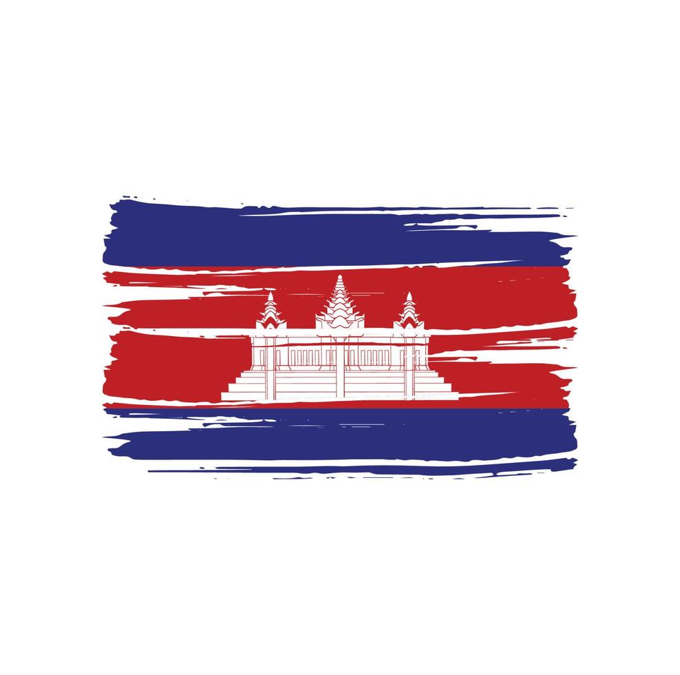 Cambodia Flag Brush Strokes vector