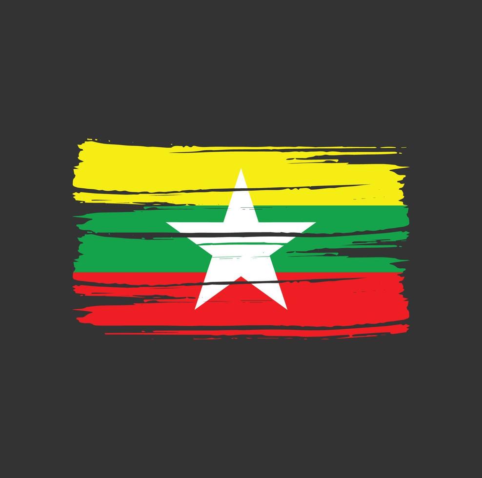 Myanmar Flag Brush Strokes vector