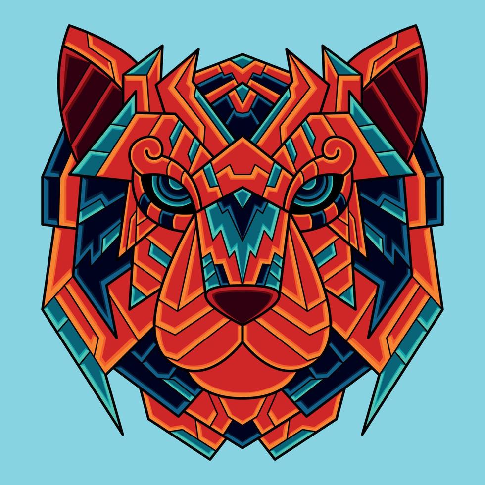 Abstract Colorful Ornament Doodle Art Tiger Illustration Cartoon Concept Vector. Suitable For Logo, Wallpaper, Banner, Background, Card, Book Illustration, T-Shirt Design, Sticker, Cover vector