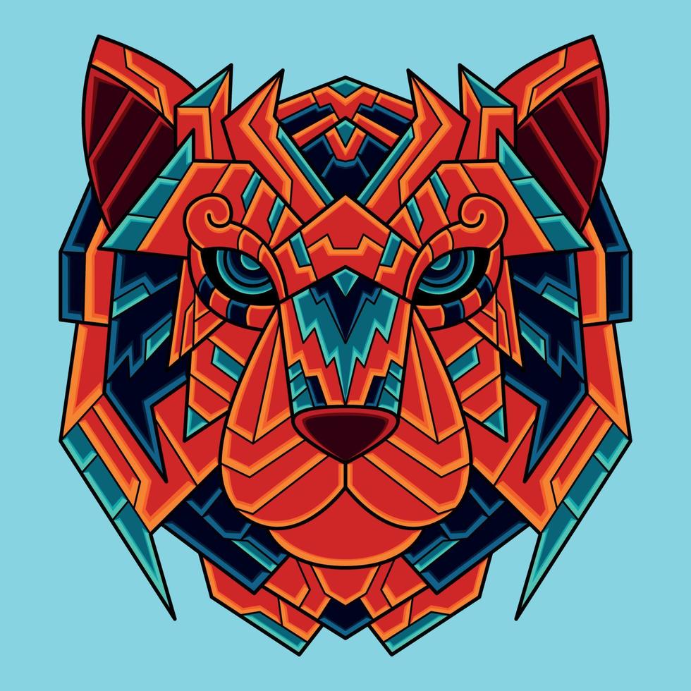 vector de concepto de dibujos animados de ilustración de tigre de arte de garabato de adorno colorido abstracto. adecuado para logotipo, papel pintado, pancarta, fondo, tarjeta, ilustración de libros, diseño de camisetas, pegatina, portada