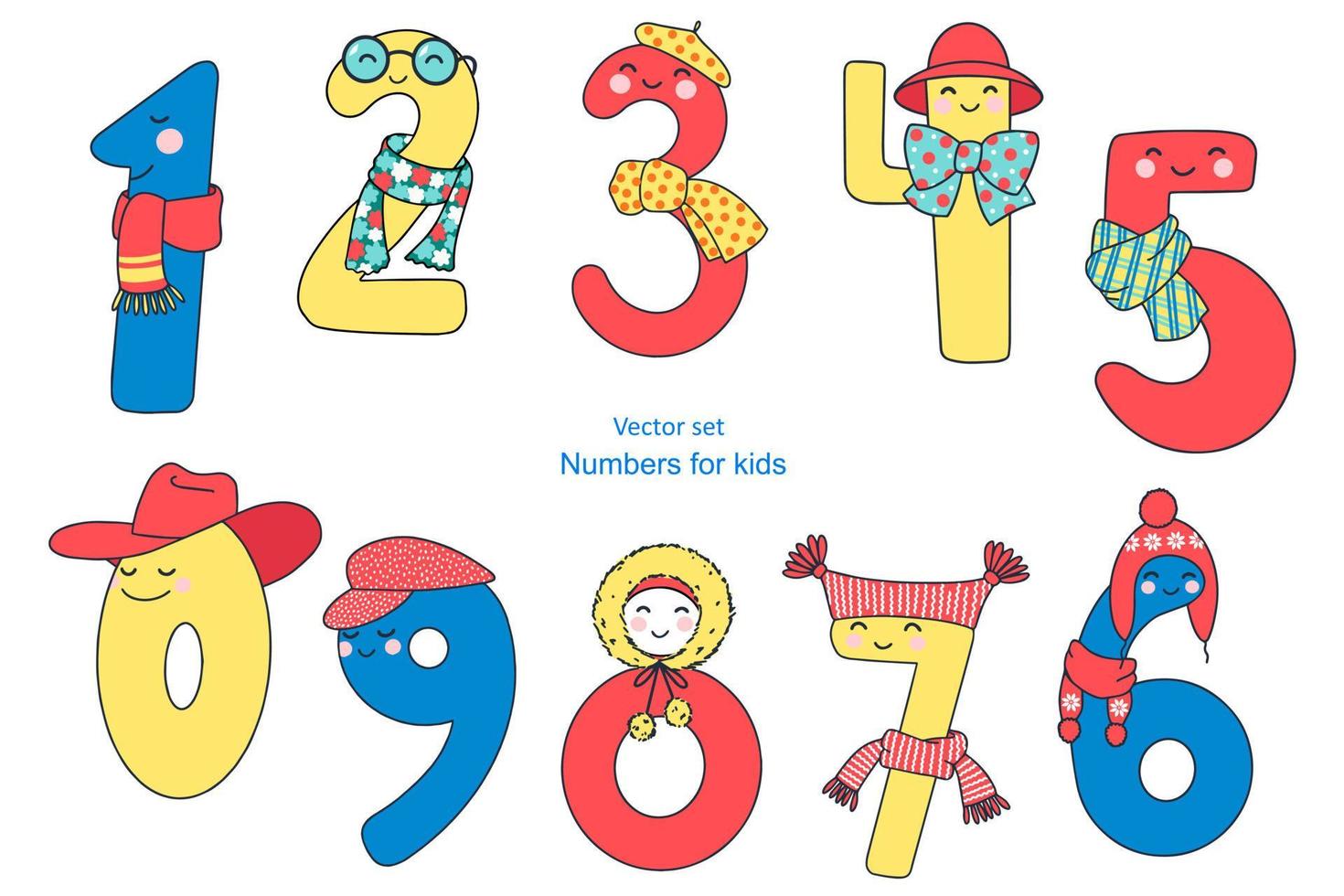 Bright, fun numbers for teaching children to count vector
