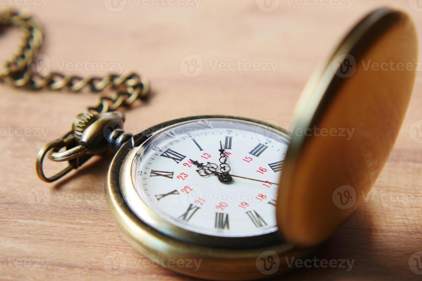 old vintage clock on table close up photo