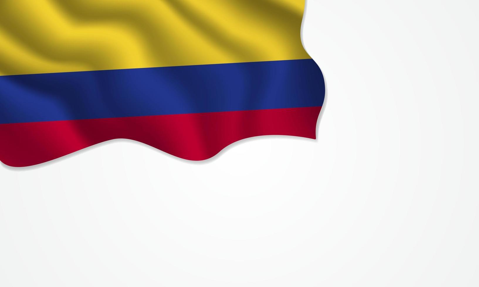 Colombia flag waving illustration with copy space on isolated background vector