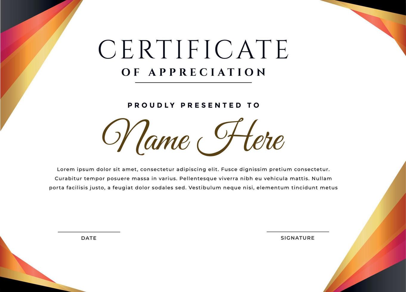 Certificate Appreciation template vector