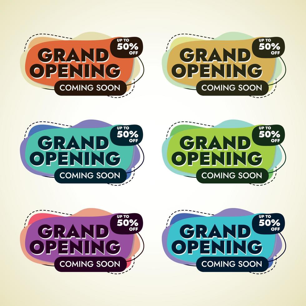Grand opening label collection vector