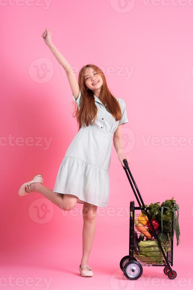 Young Asian woman buying food concept photo