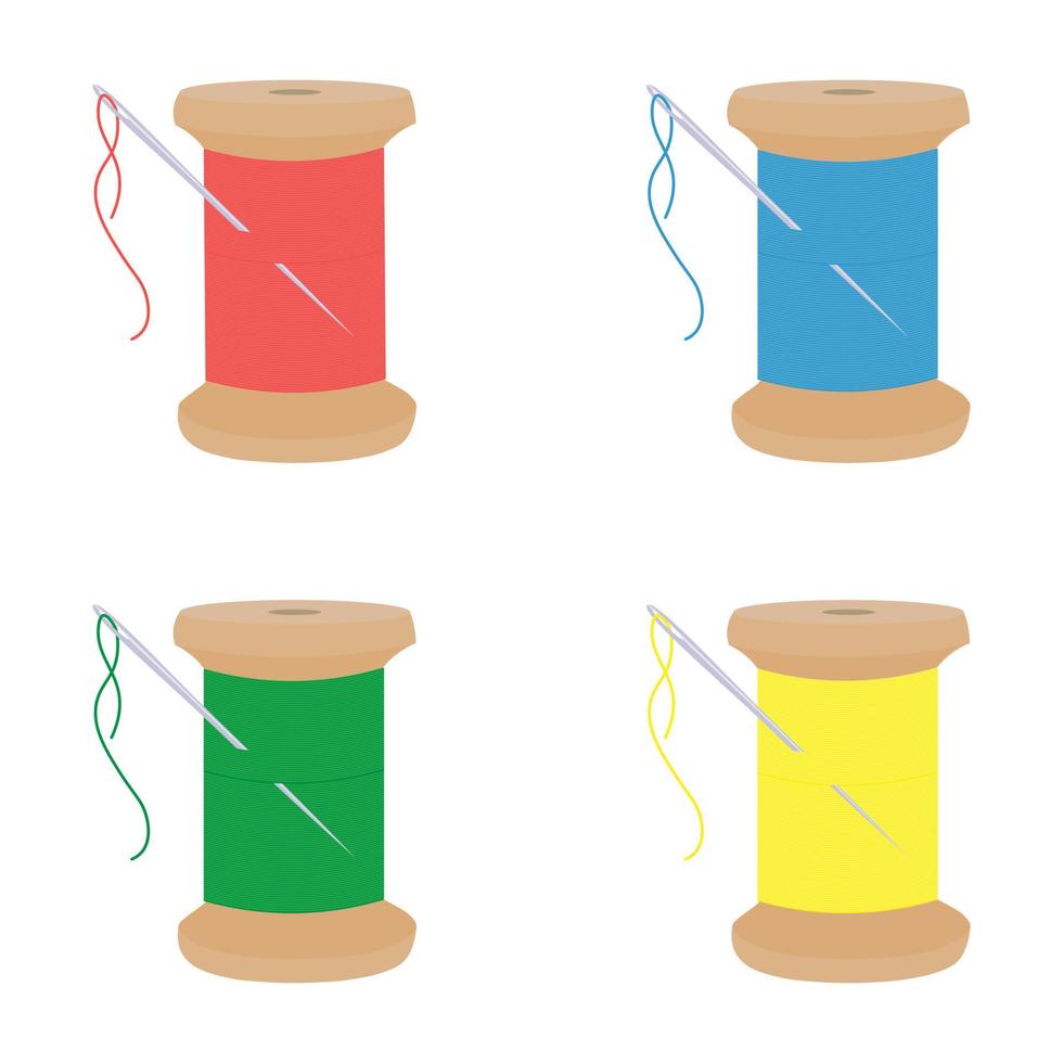 A spool with threads, a needle with a thread vector