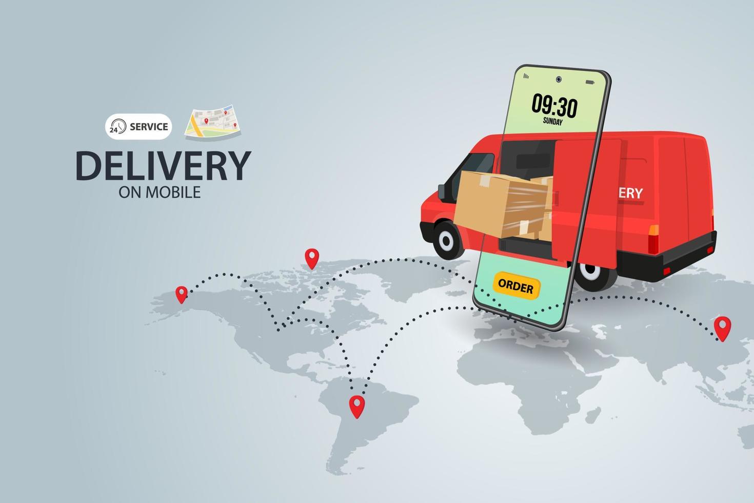 Online delivery service concept, online order tracking,Logistics and Delivery, on mobile Vector. vector