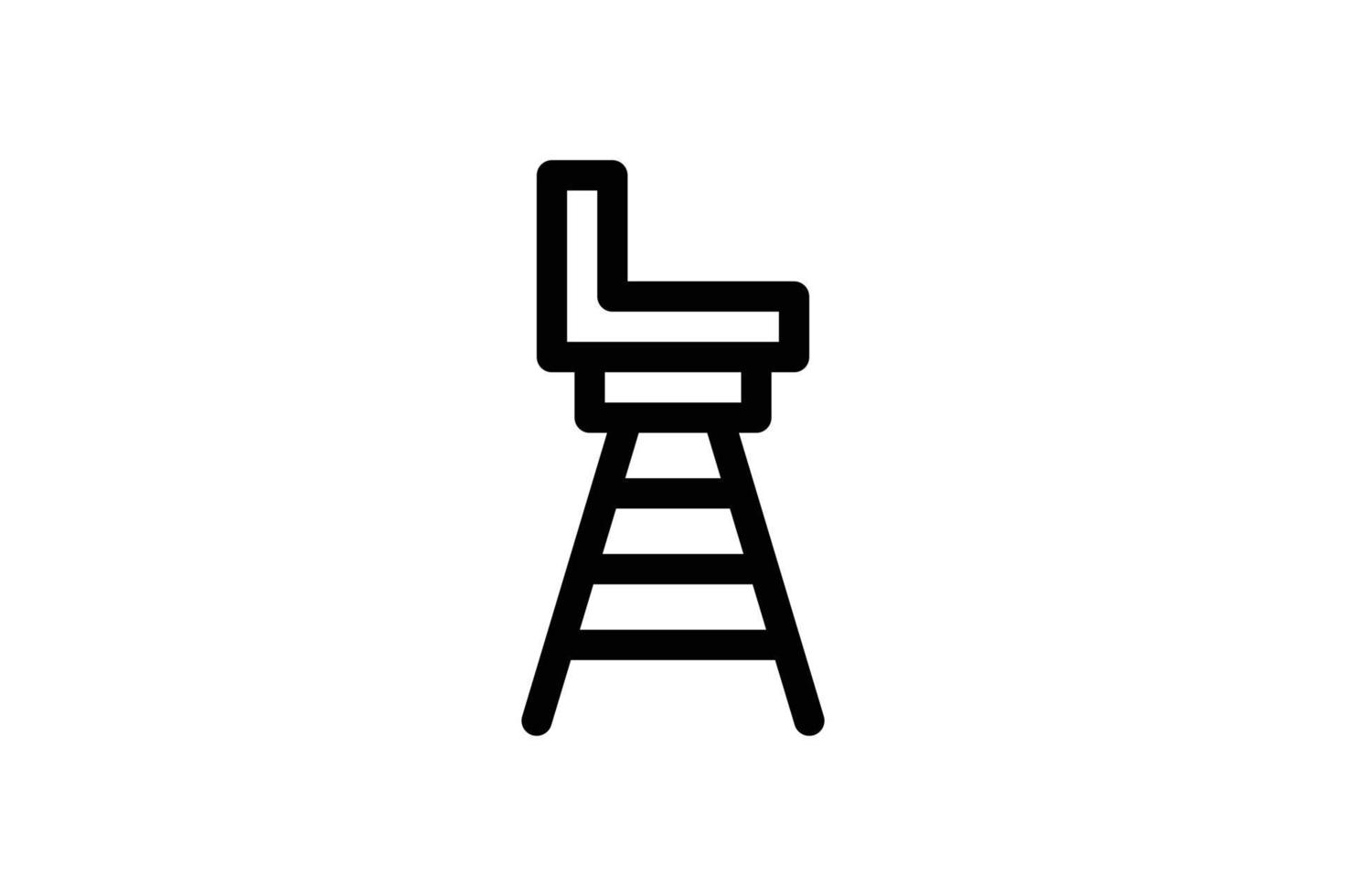 Lifeguard Chair Rescue Line Style Icon Free vector