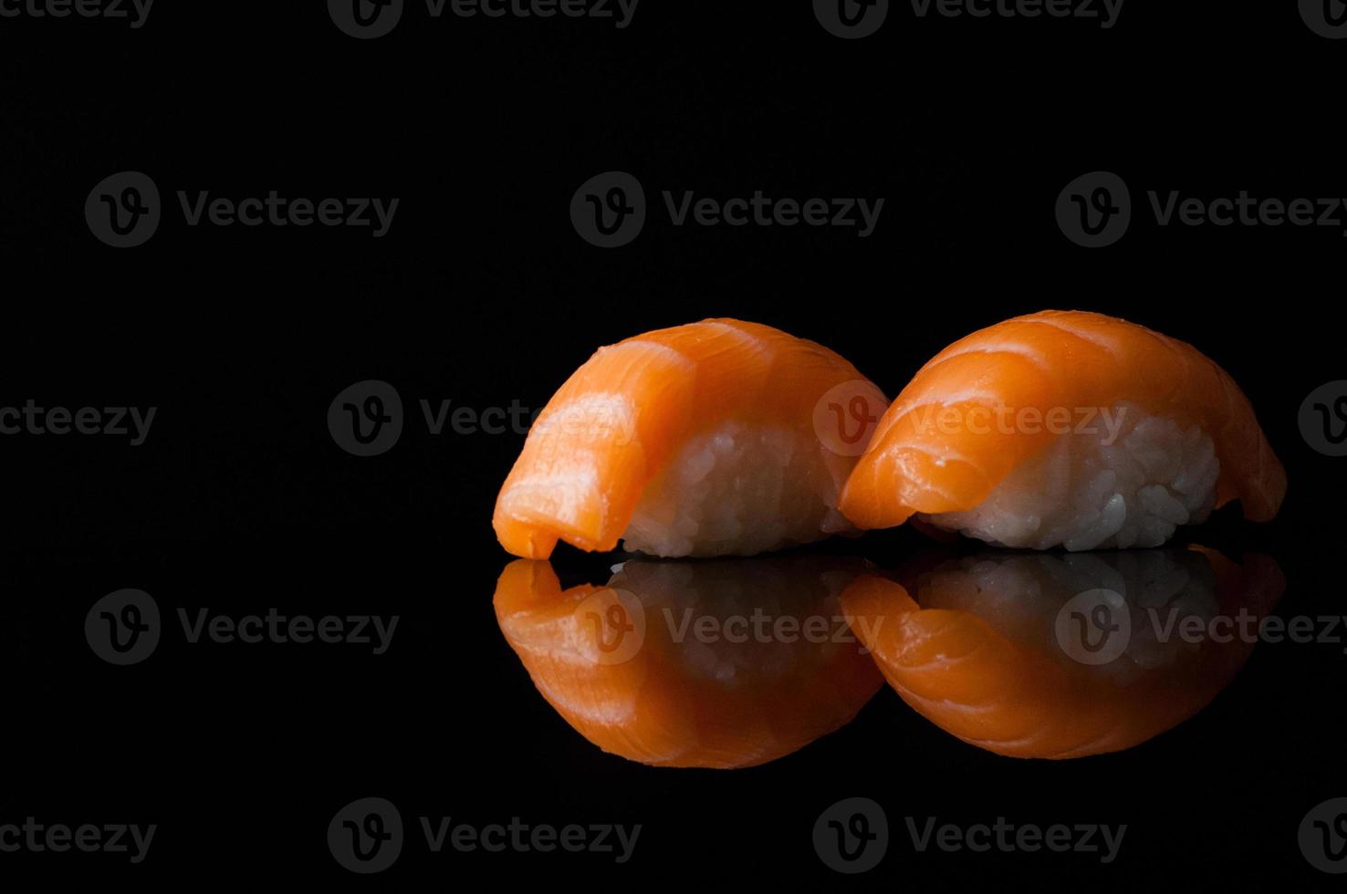 sushi on black background photo