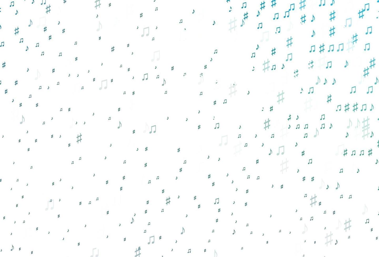 Light Blue, Green vector background with music symbols.