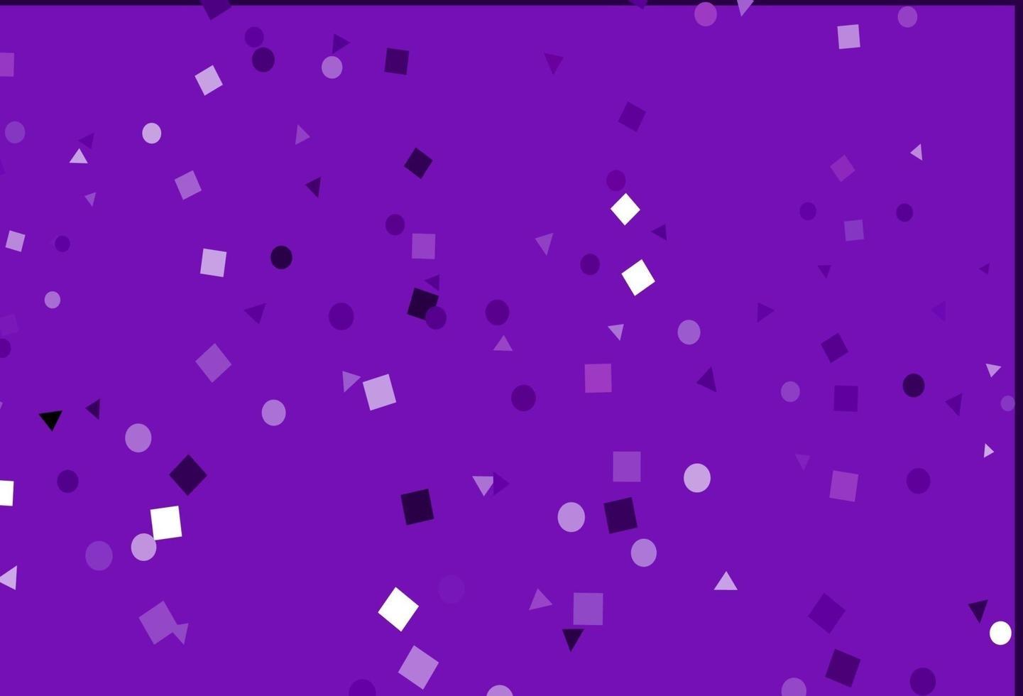 Fondo de vector púrpura claro con triángulos, círculos, cubos.