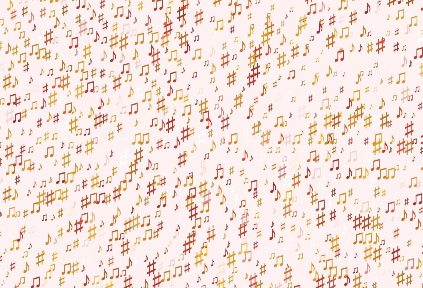 Light Red, Yellow vector texture with musical notes.