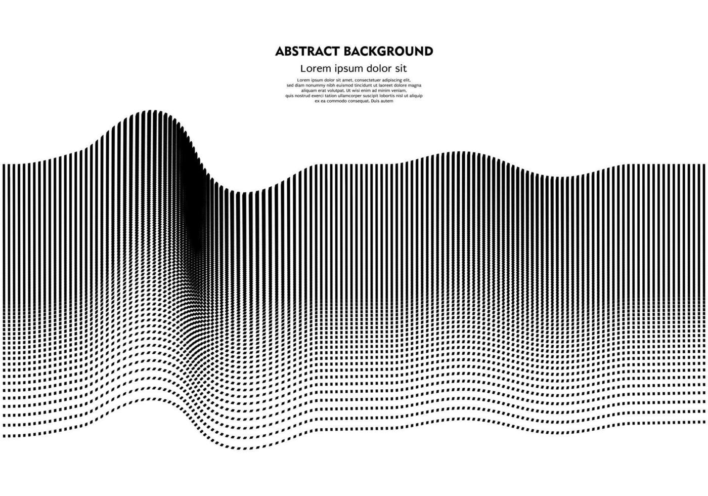 Abstract dynamic wave background of particles in black and white. Vector illustration