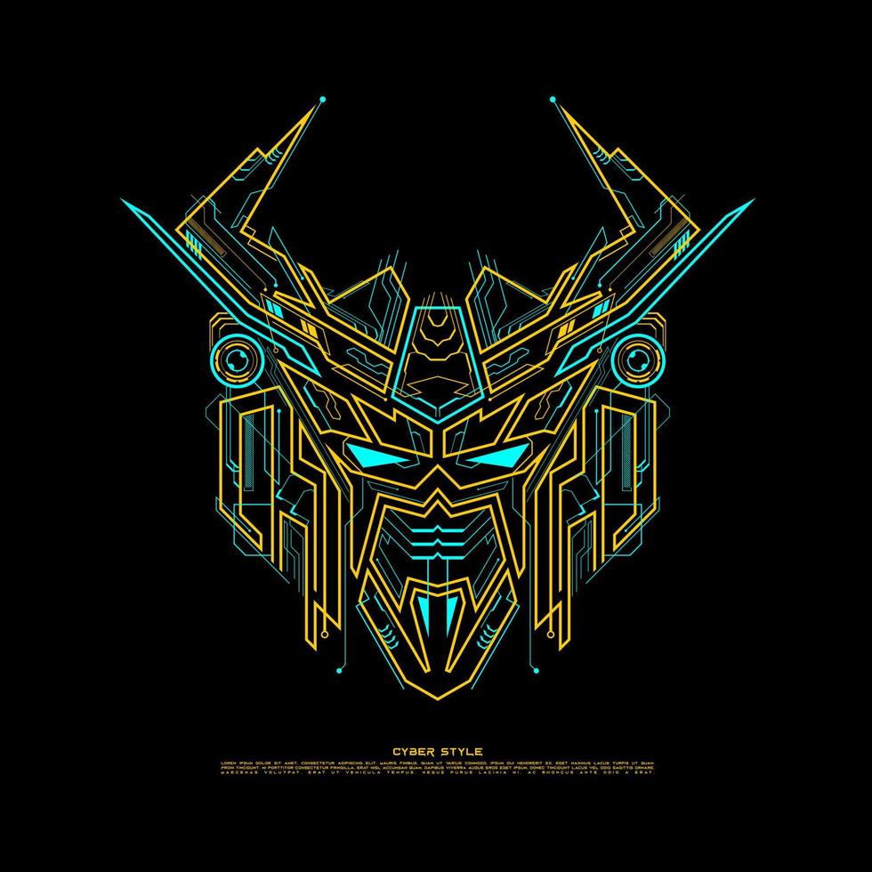 Robot Head Line Art in Futuristic Style vector
