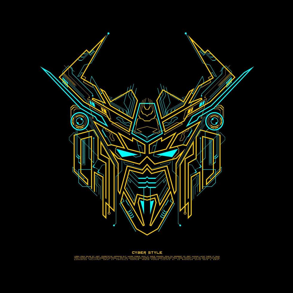 Robot Head Line Art in Futuristic Style vector