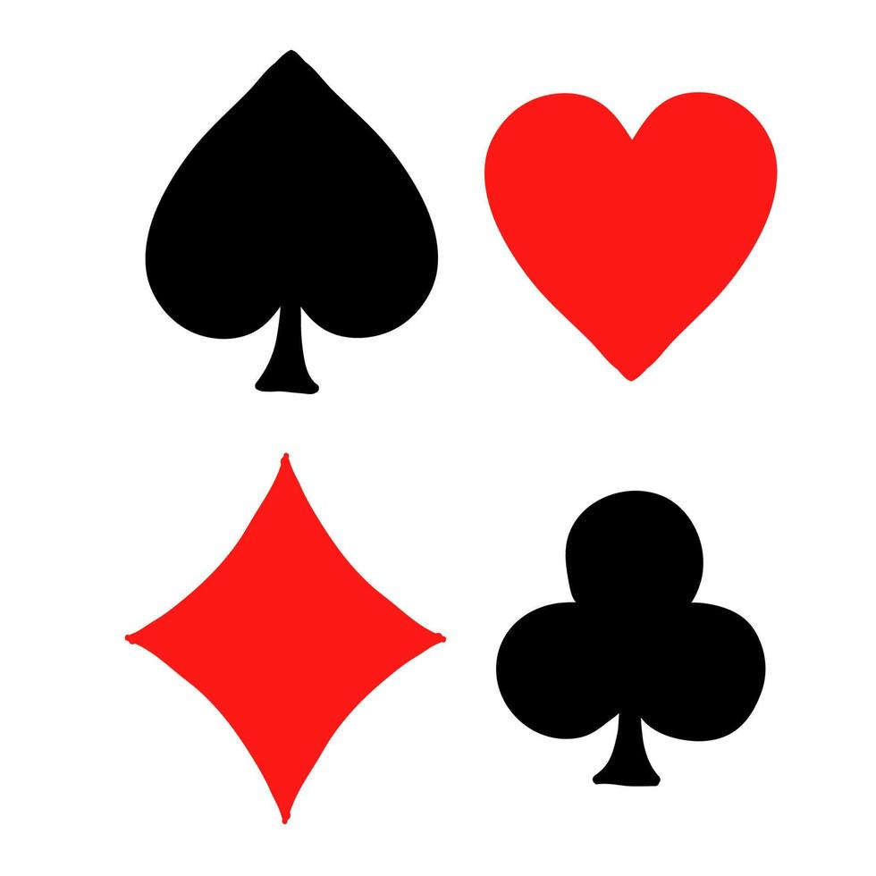 hand drawn playing card symbol icon vector design casino with doodle cartoon style vector