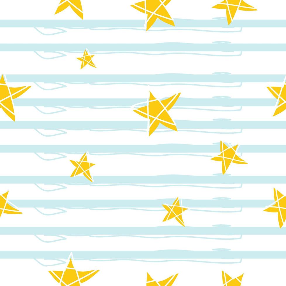 Gold stars seamless pattern on stripe pastel background vector