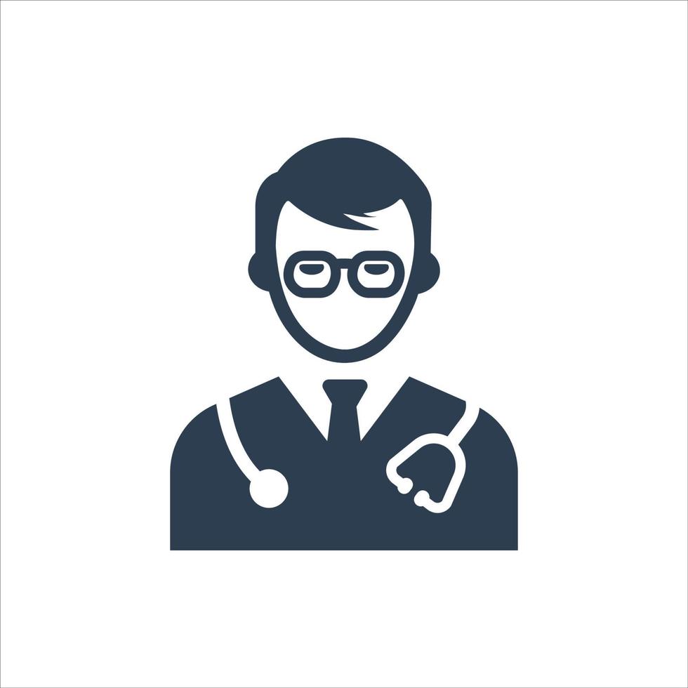 icono de médico, icono de avatar masculino vector