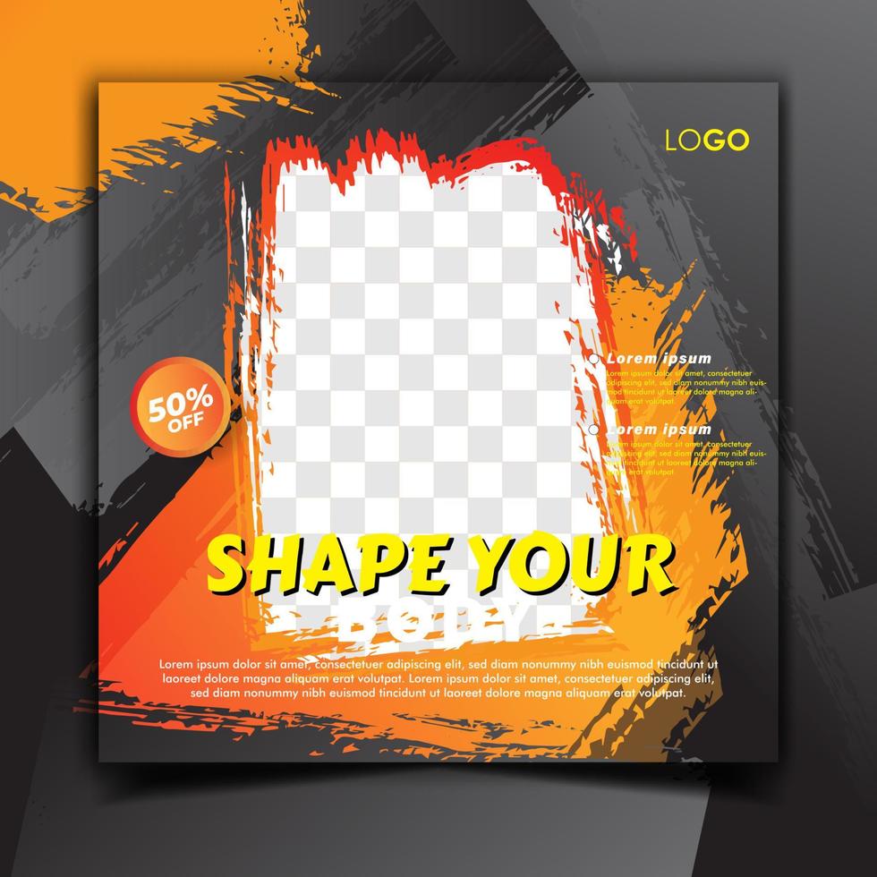 Gym and fitness social media post banner vector