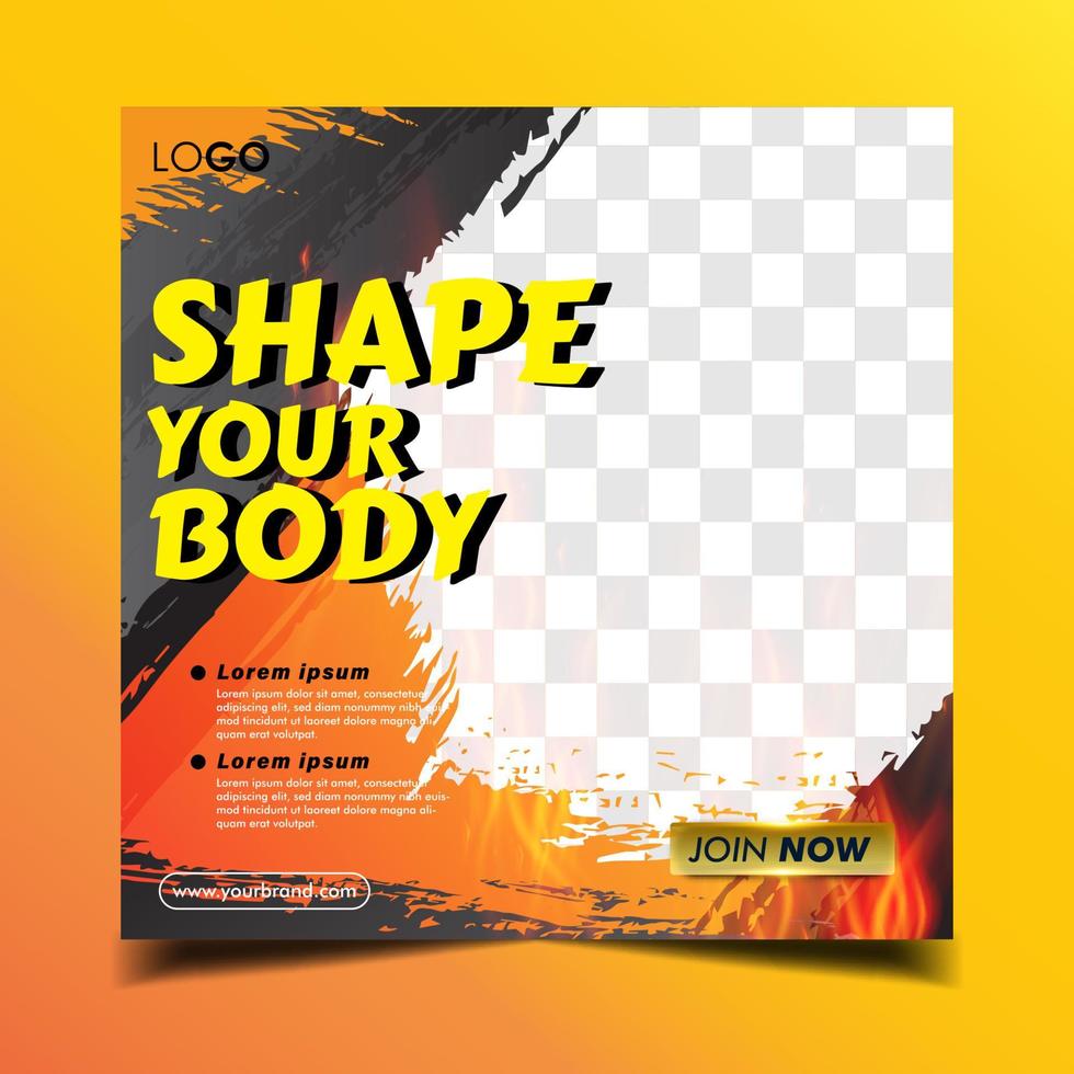 Gym and fitness social media post banner vector