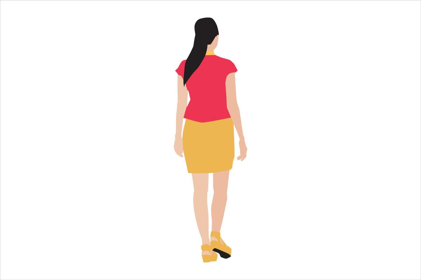 Vector illustration of elegant women walking on the sidewalk