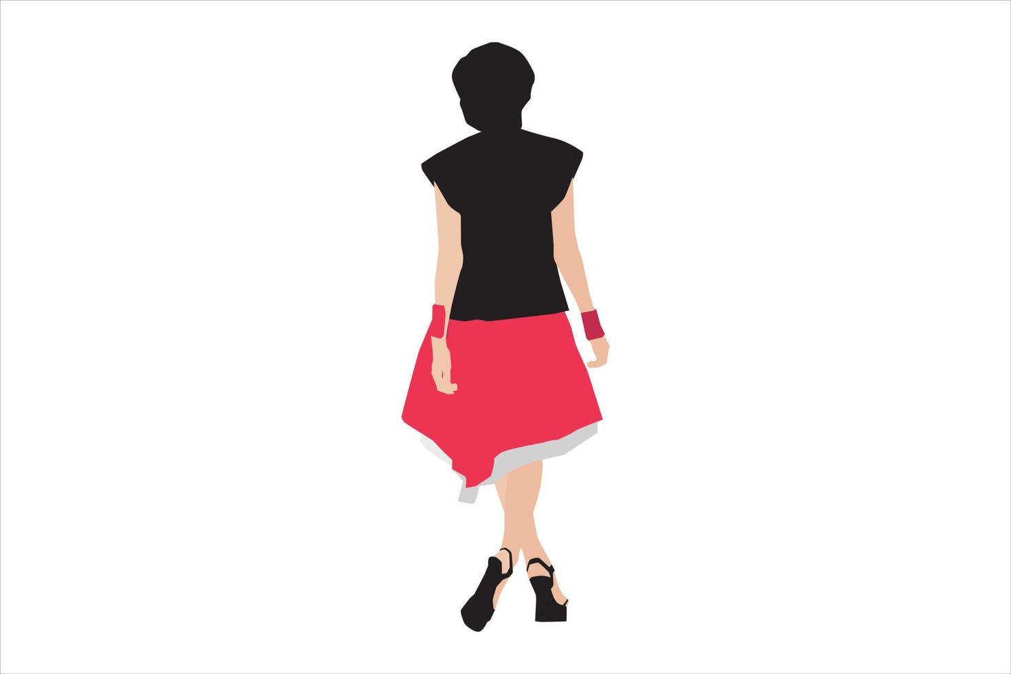 Vector illustration of fashionable women walking on the sidewalk