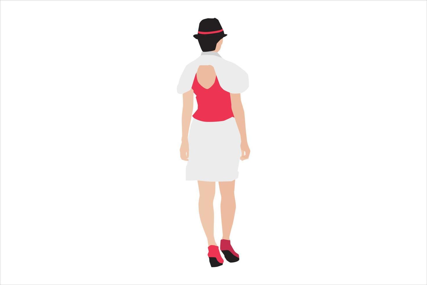 Vector illustration of fashionable women walking on the sidewalk