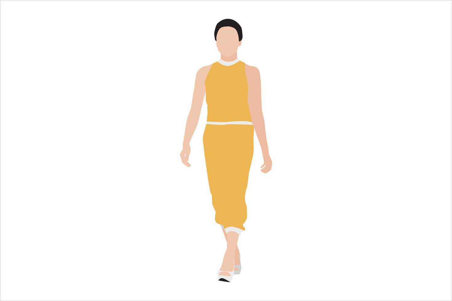 Vector illustration of casual women walking on the sidewalk